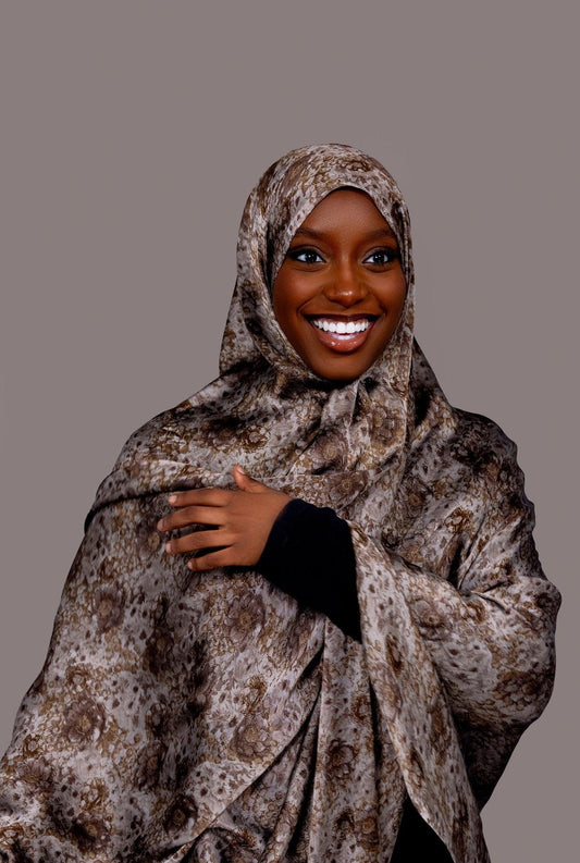 Printed Chiffon Hijab – Pearl Taupe - Hals and Sals