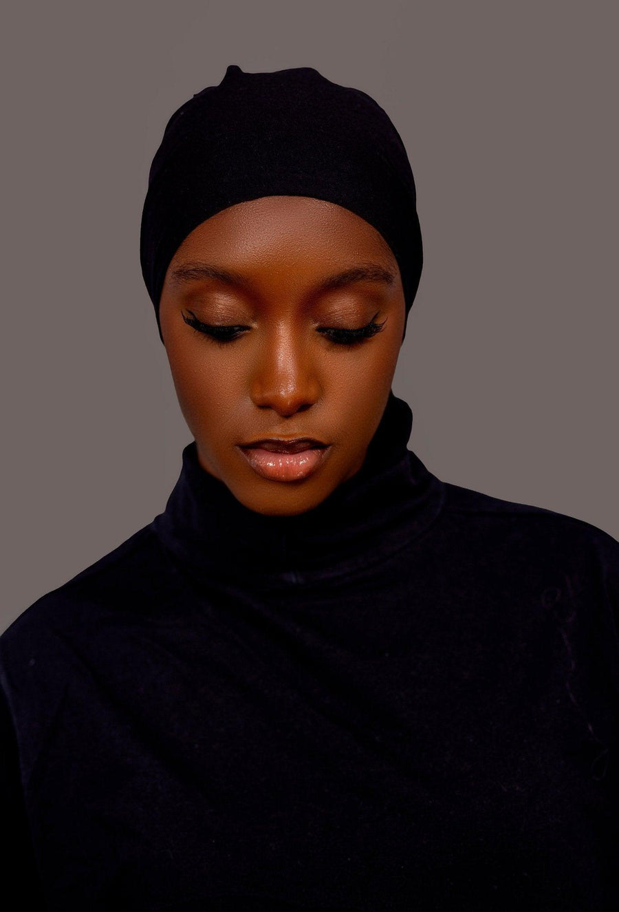 Non - Slip Cotton Hijab under Cap - Classic Black - Hals and Sals