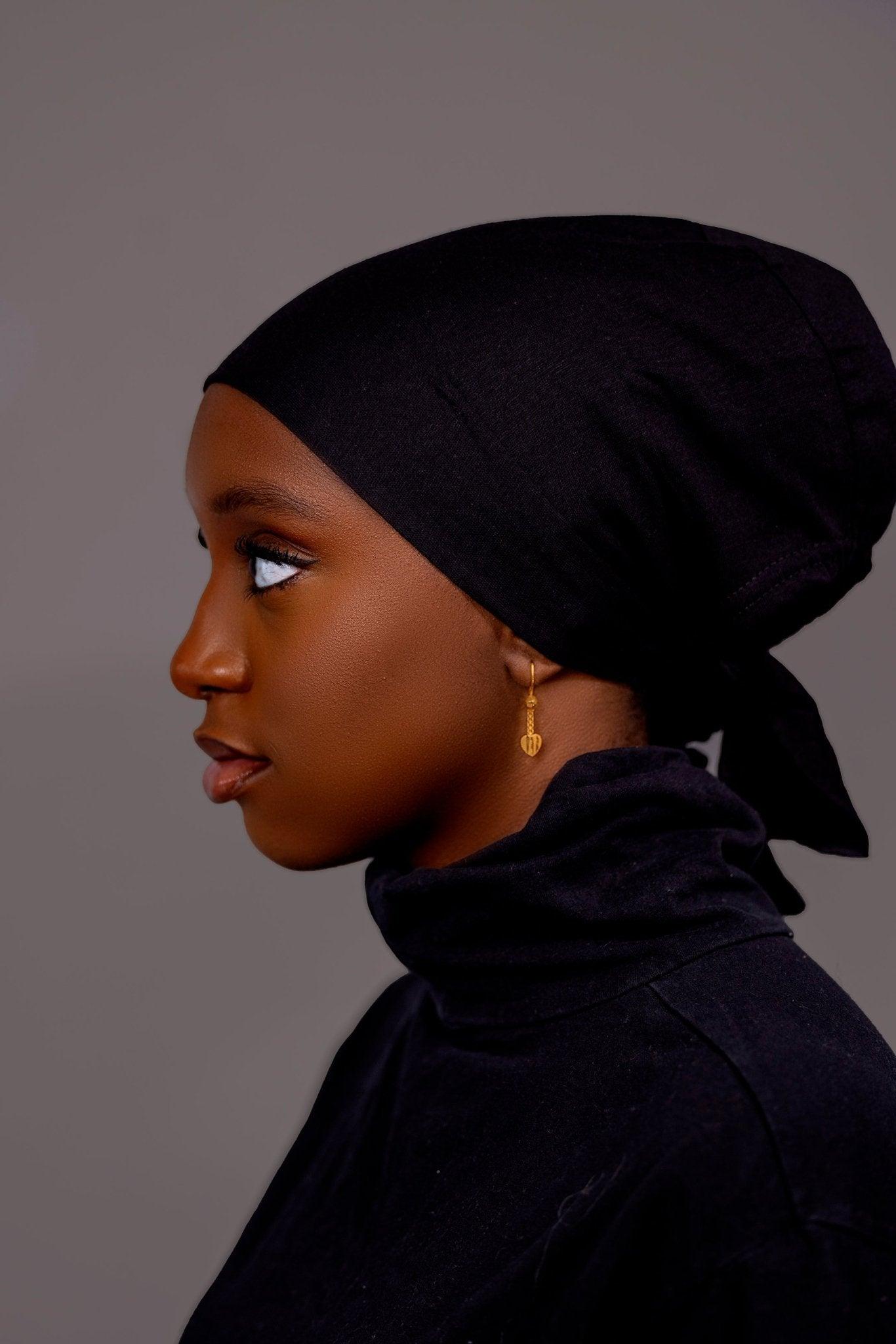 Non - Slip Cotton Hijab under Cap - Classic Black - Hals and Sals