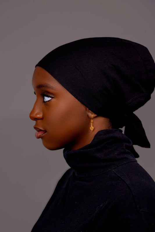 Non - Slip Cotton Hijab under Cap - Classic Black - Hals and Sals