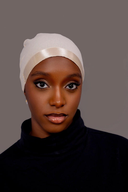Non - Slip Cotton Hijab under Cap - Beige - Hals and Sals