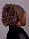 Non - Slip Cotton Hijab under Cap with Built - In Lace Volumizing Scrunchie - Rich Brown - Hals and Sals