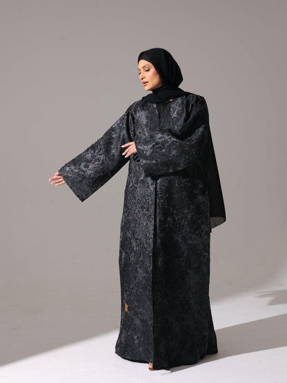 Midnight Black metallic Abaya - Hals and Sals