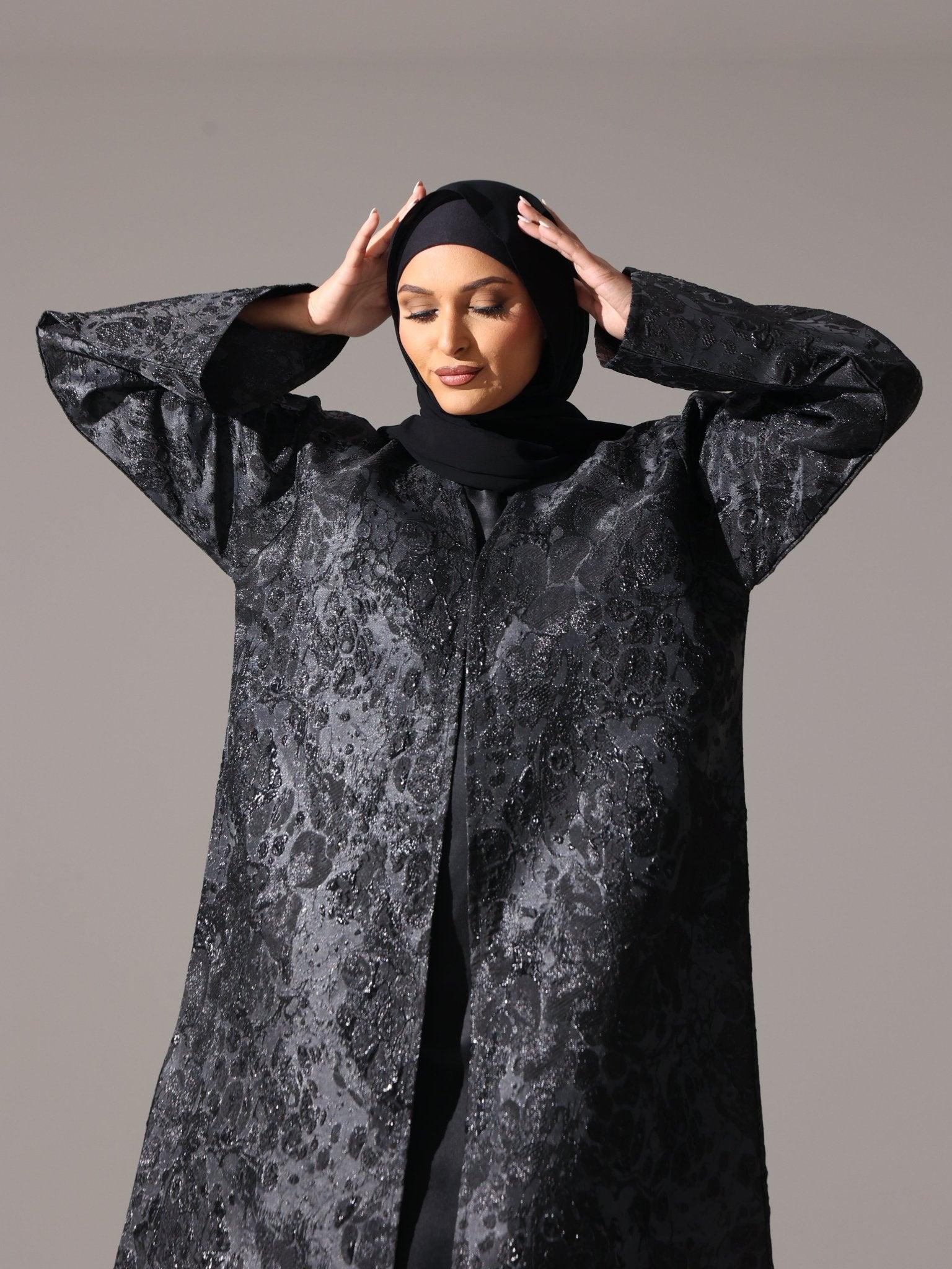 Midnight Black metallic Abaya - Hals and Sals