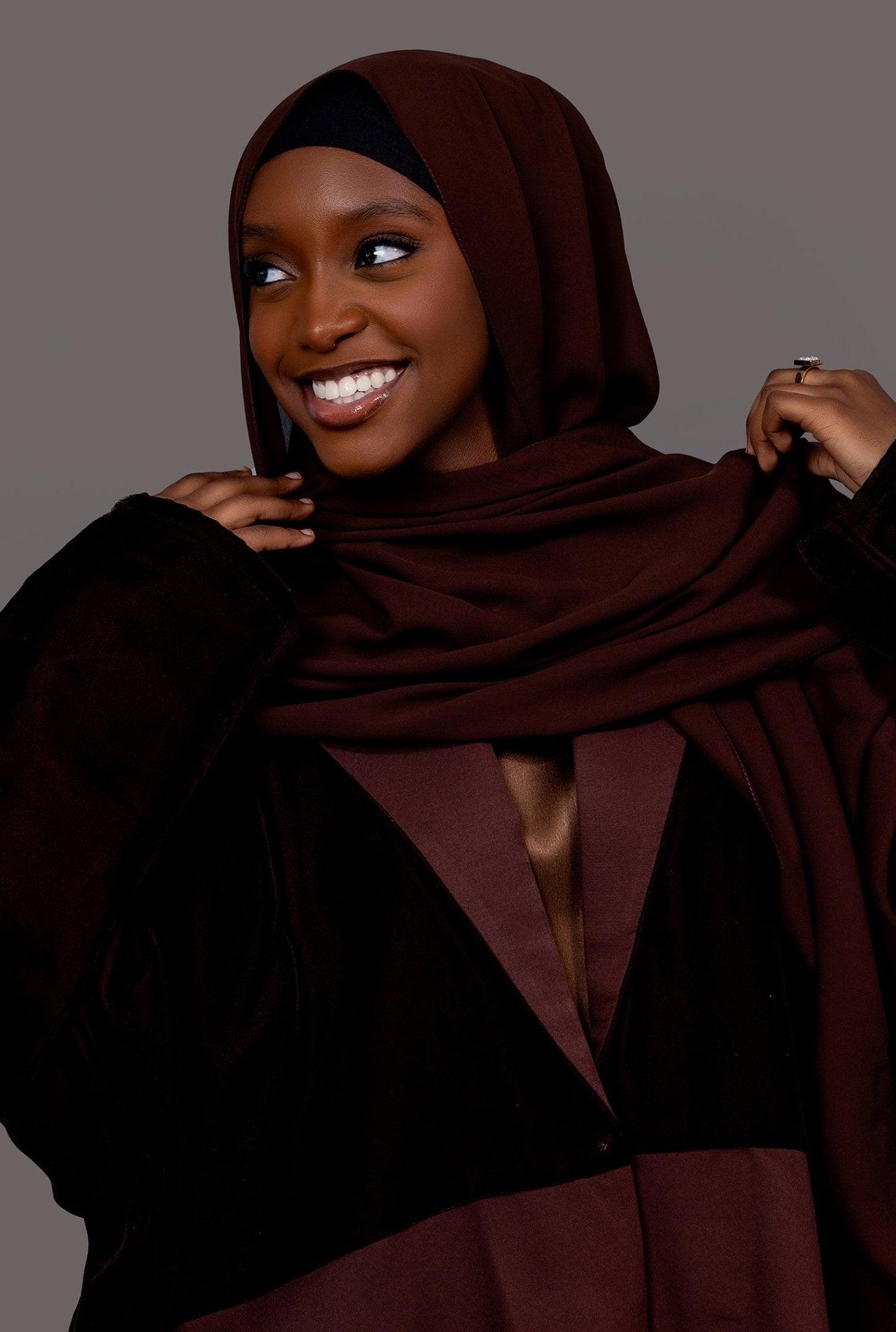 Velvet Chestnut Brown Abaya set - Hals and Sals