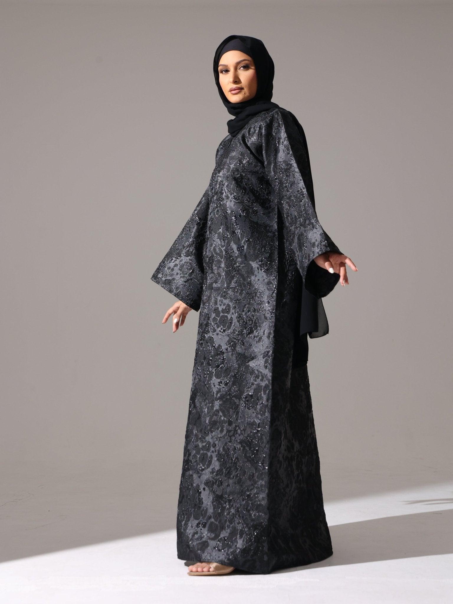 Midnight Black metallic Abaya - Hals and Sals