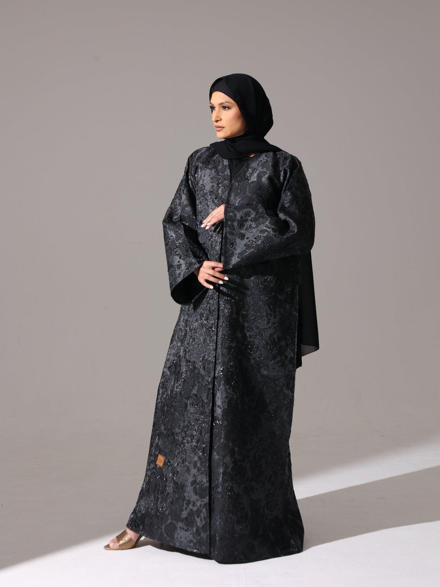 Midnight Black metallic Abaya - Hals and Sals