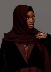 Velvet Chestnut Brown Abaya set - Hals and Sals