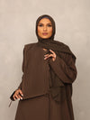 Olive Pleated Overlay Abaya - Hals and Sals
