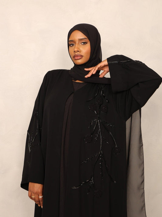 Midnight Bloom Abaya set - Hals and Sals