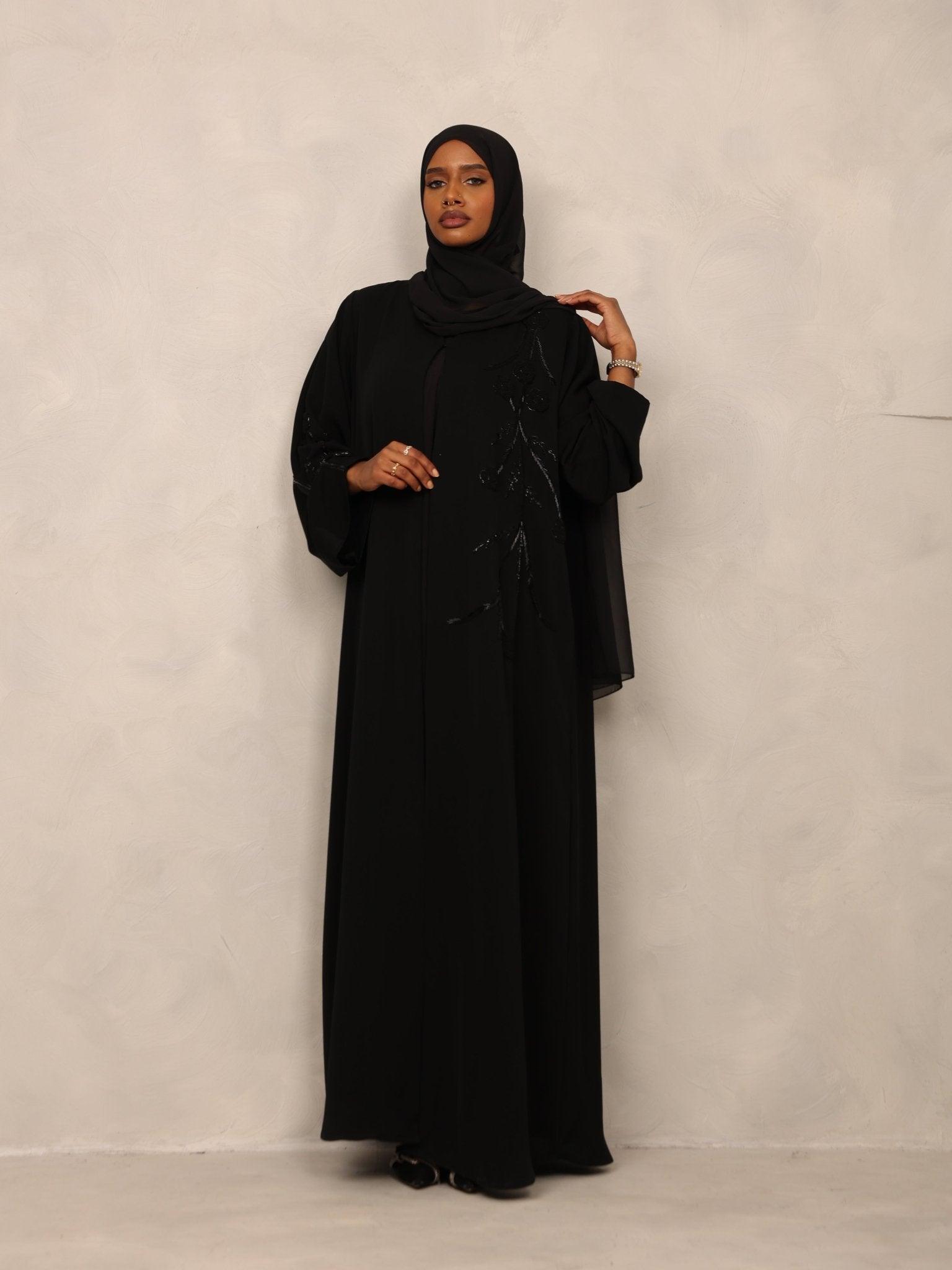 Midnight Bloom Abaya set - Hals and Sals
