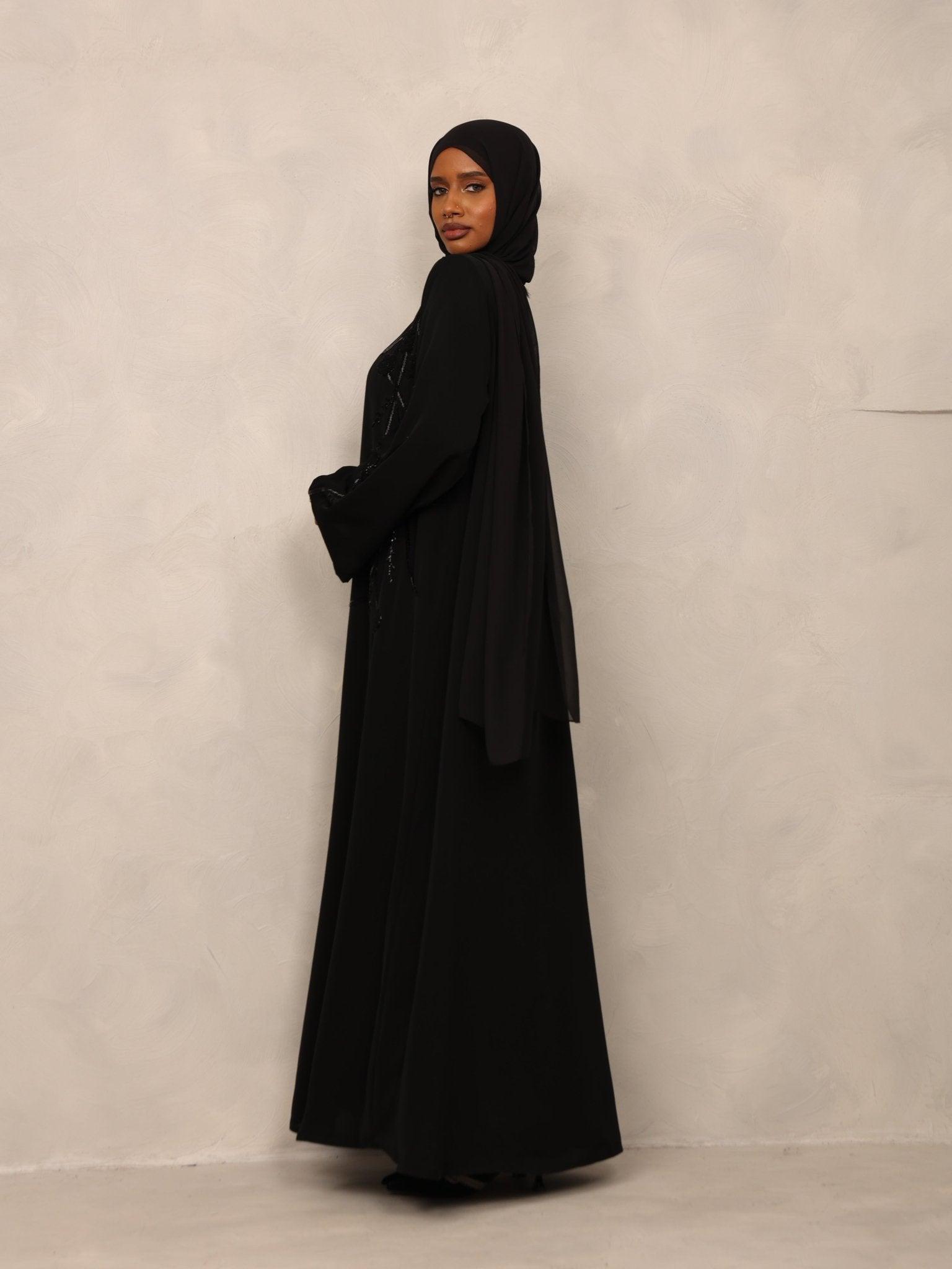 Midnight Bloom Abaya set - Hals and Sals