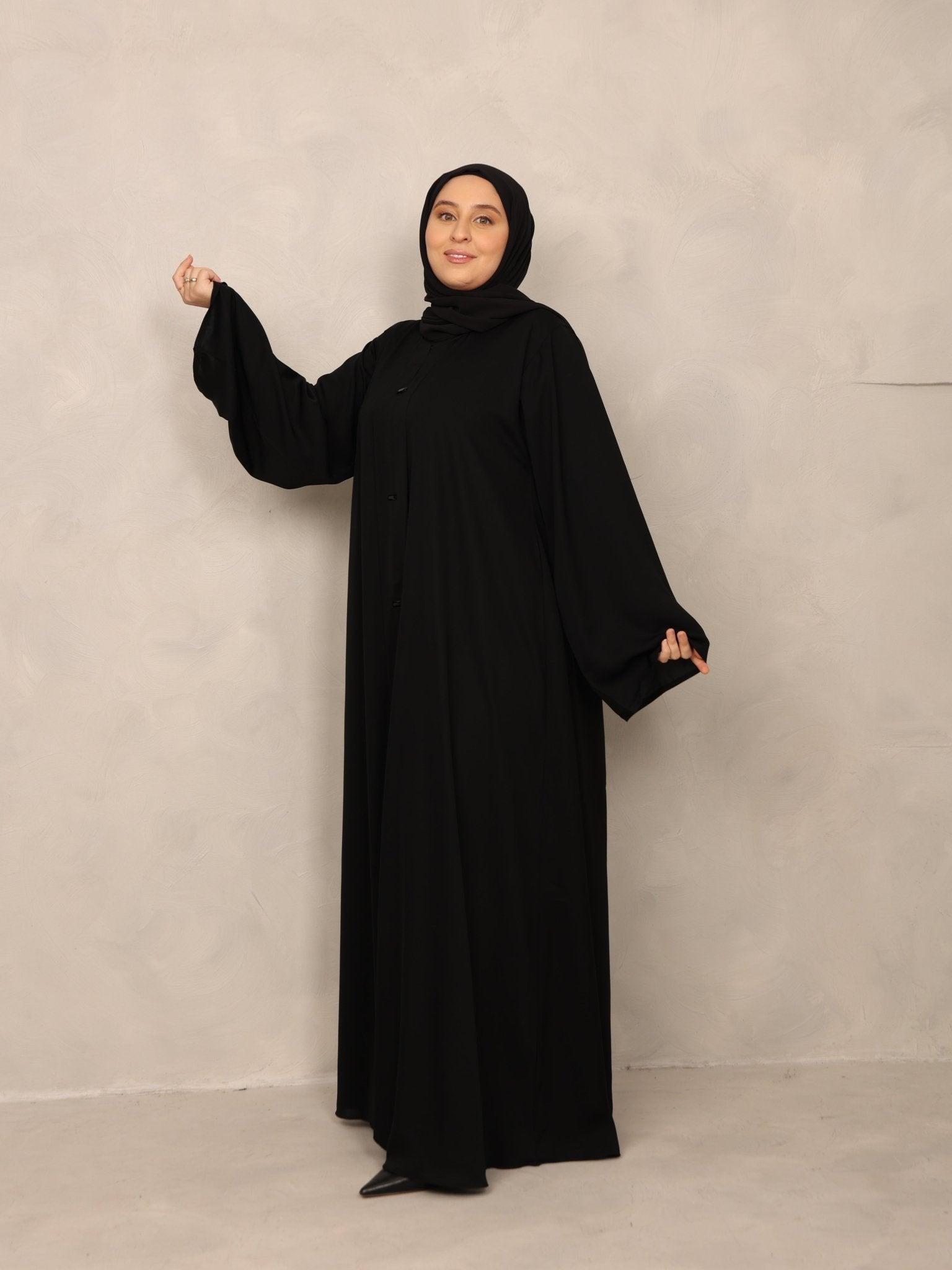 Noir Buttoned Abaya - Hals and Sals