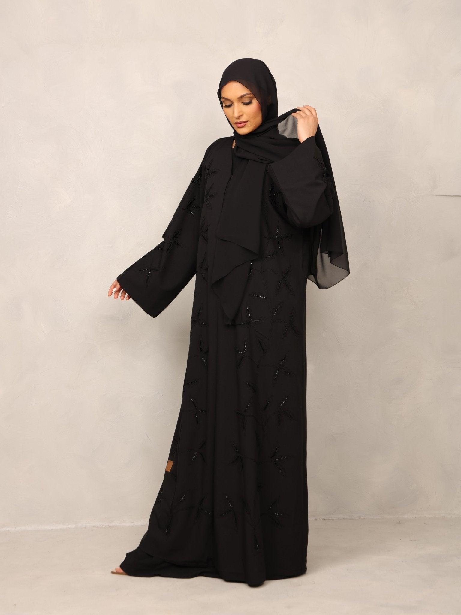 Noir Blossom Abaya - Hals and Sals
