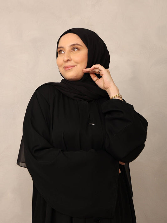 Noir Buttoned Abaya - Hals and Sals