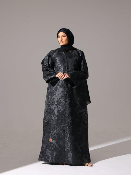 Midnight Black metallic Abaya - Hals and Sals