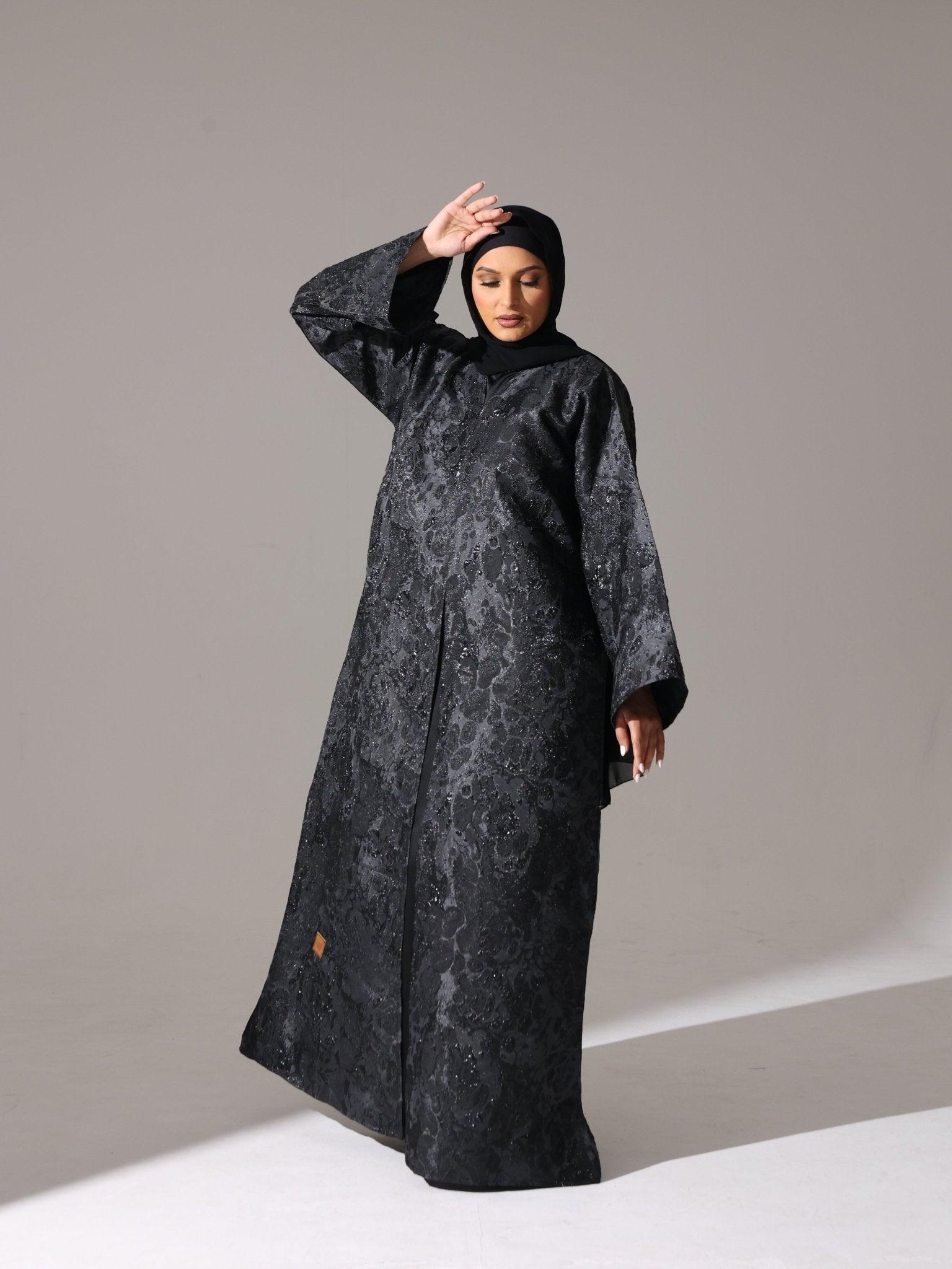 Midnight Black metallic Abaya - Hals and Sals