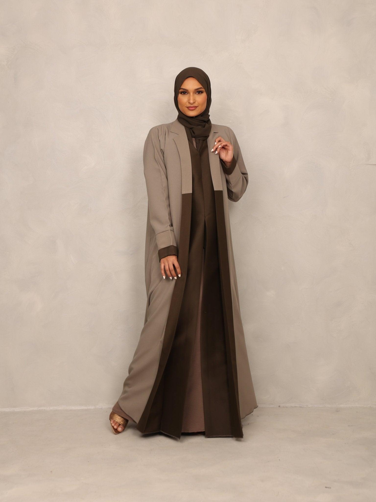 Taupe – Olive Edge Abaya set - Hals and Sals