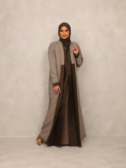 Taupe – Olive Edge Abaya set - Hals and Sals