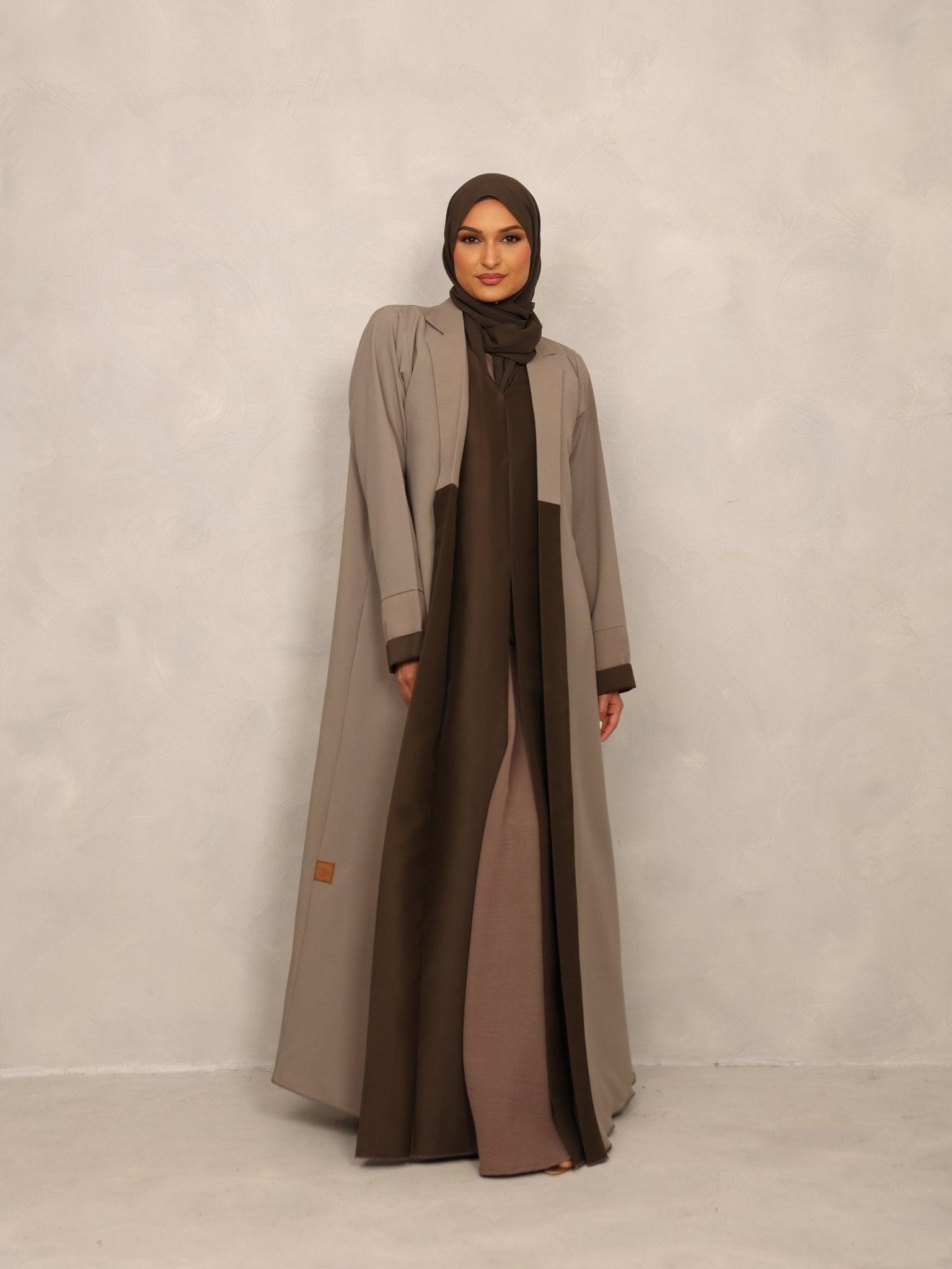 Taupe – Olive Edge Abaya set - Hals and Sals