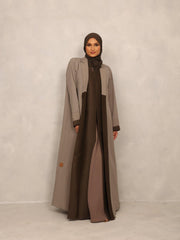 Taupe – Olive Edge Abaya set - Hals and Sals
