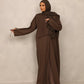 Olive Pleated Overlay Abaya - Hals and Sals