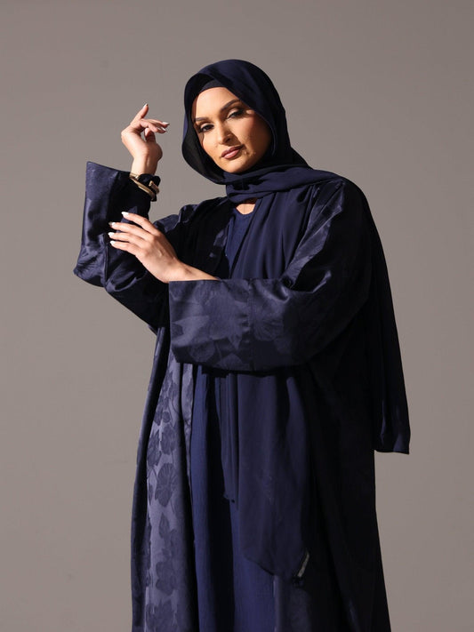 Midnight Bloom Jacquard Abaya - Hals and Sals