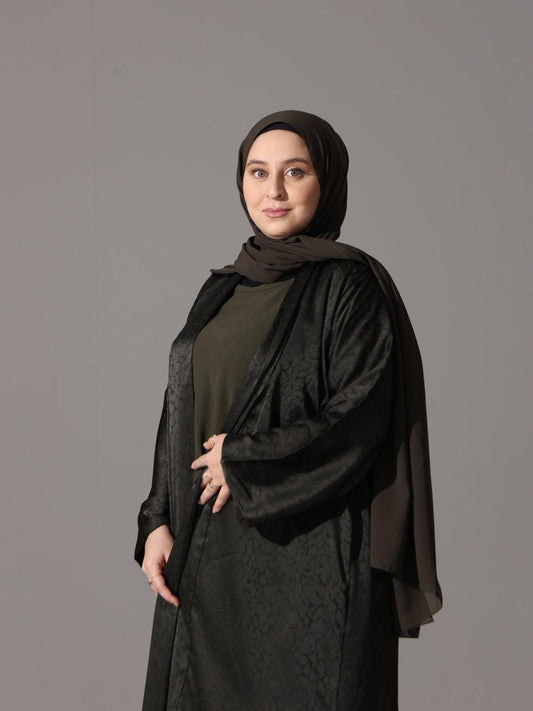 Olive Noir Jacquard Abaya - Hals and Sals