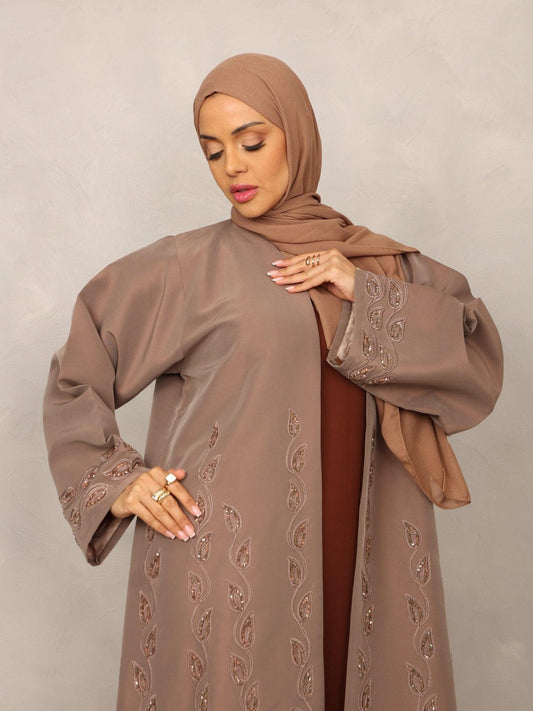 Mocha Elegance Abaya - Hals and Sals
