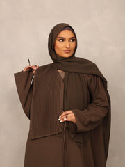 Olive Pleated Overlay Abaya - Hals and Sals