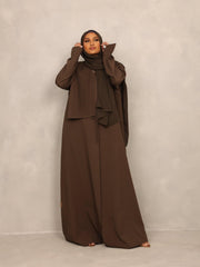 Olive Pleated Overlay Abaya - Hals and Sals