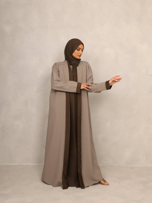 Taupe – Olive Edge Abaya set - Hals and Sals