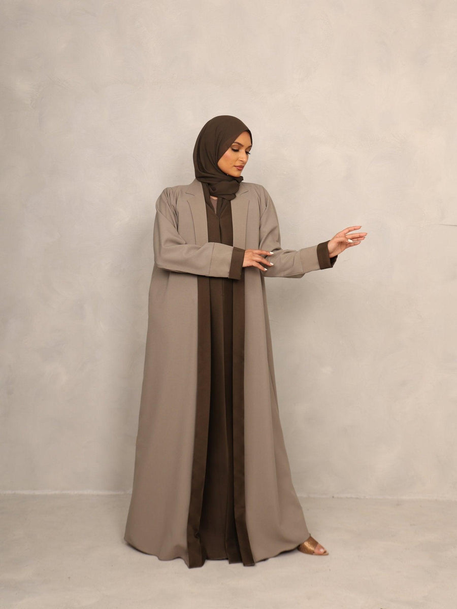 Taupe – Olive Edge Abaya set - Hals and Sals