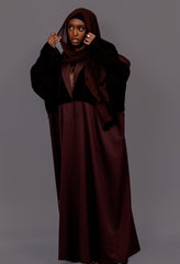 Velvet Chestnut Brown Abaya set - Hals and Sals