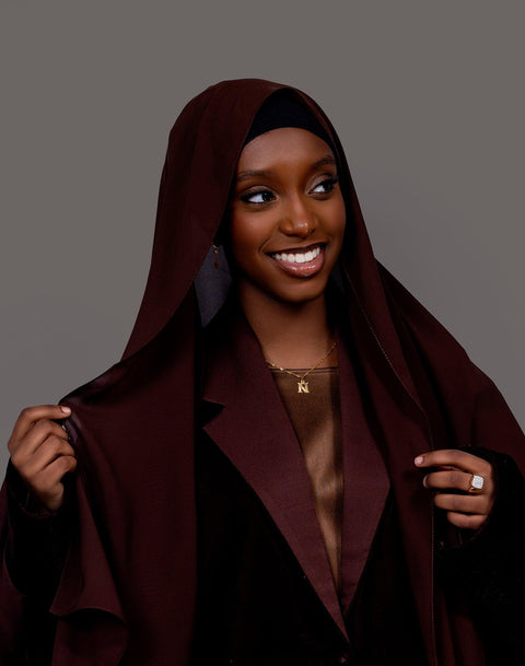 Velvet Chestnut Brown Abaya set - Hals and Sals