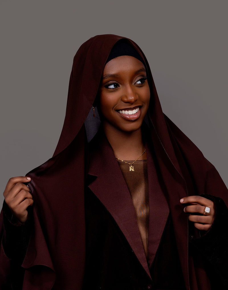 Velvet Chestnut Brown Abaya set - Hals and Sals