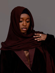 Velvet Chestnut Brown Abaya set - Hals and Sals